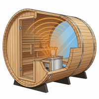 2-Person Luxury Finland Thermo Pine Outdoor Barrel Sauna with Half View Window,Harvia Electric Heater with Sauna Stone, Sauna Accessories Kit and Asphalt Shingle Roof, 4'X6', OBS1812 — How It Works