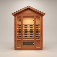 2 Person Outdoor Sauna Infrared Saunas Dry Sauna Room 120V Red Cedar and Okoume Wood Wooden Sauna Spa 1800W APP Control 7 Color Light 48.8 * 37 * 87.4Inch — Studio Shot