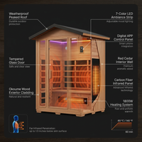 2 Person Outdoor Sauna Infrared Saunas Dry Sauna Room 120V Red Cedar and Okoume Wood Wooden Sauna Spa 1800W APP Control 7 Color Light 48.8 * 37 * 87.4Inch — How It Works