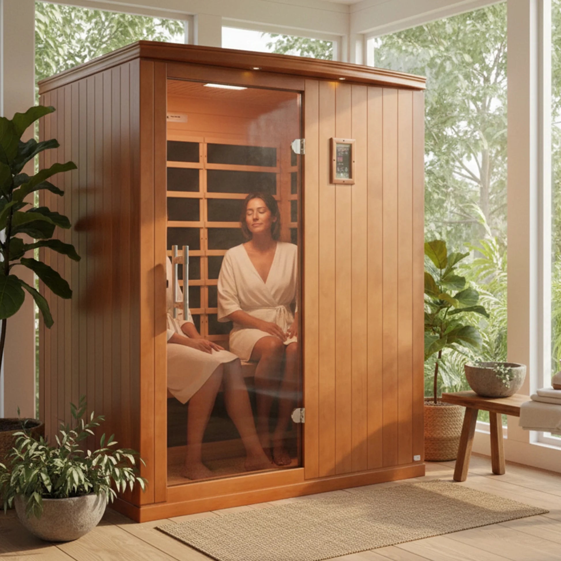 Madrid Elite 3 Person Low EMF Infrared Lighting Home Sauna