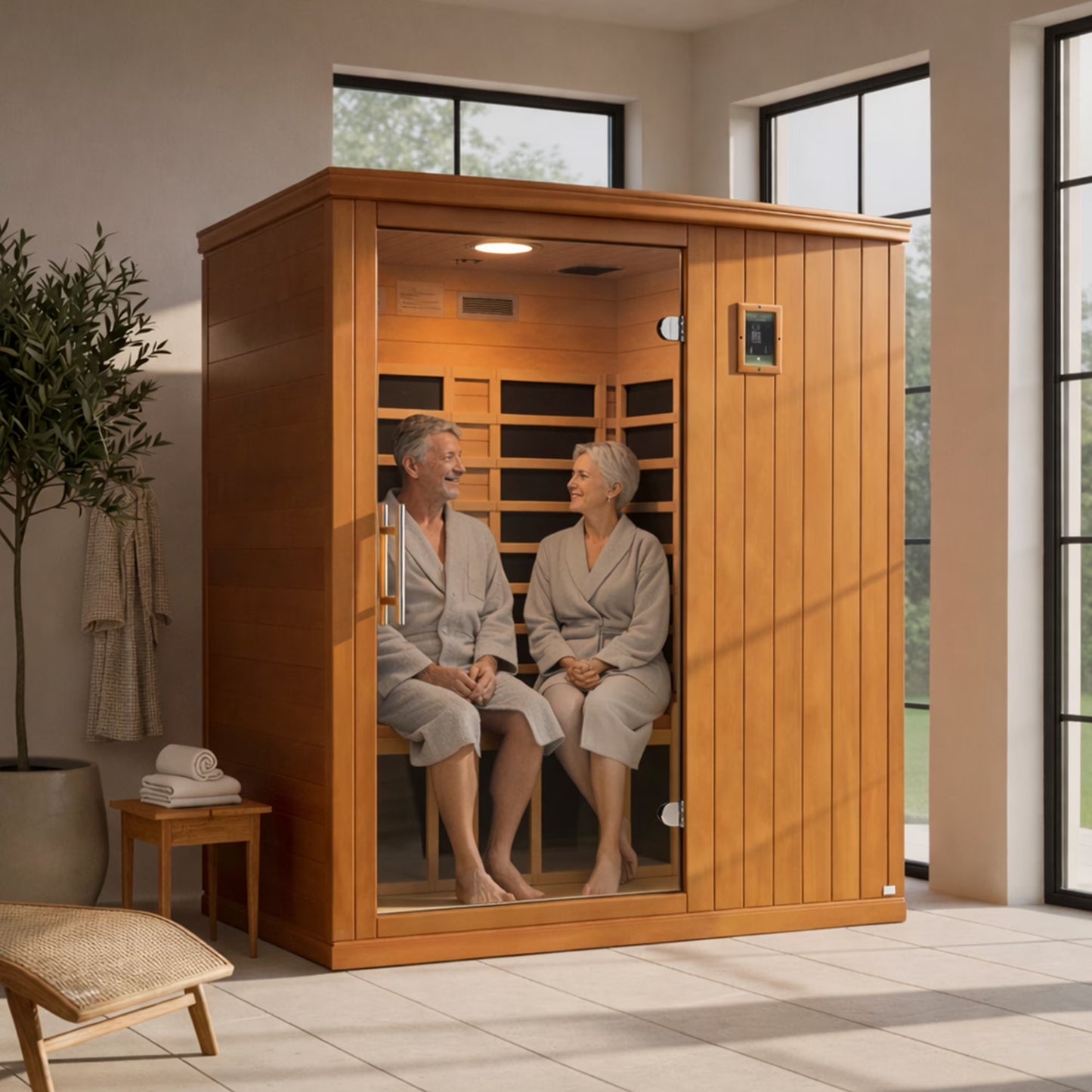 Madrid Elite 3 Person Low EMF Infrared Lighting Home Sauna