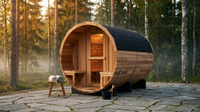 6-Person Patchworkred Cedar Traditional Steam Barrel Sauna — Lifestyle