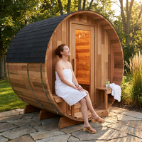 6-Person Patchworkred Cedar Traditional Steam Barrel Sauna — Lifestyle