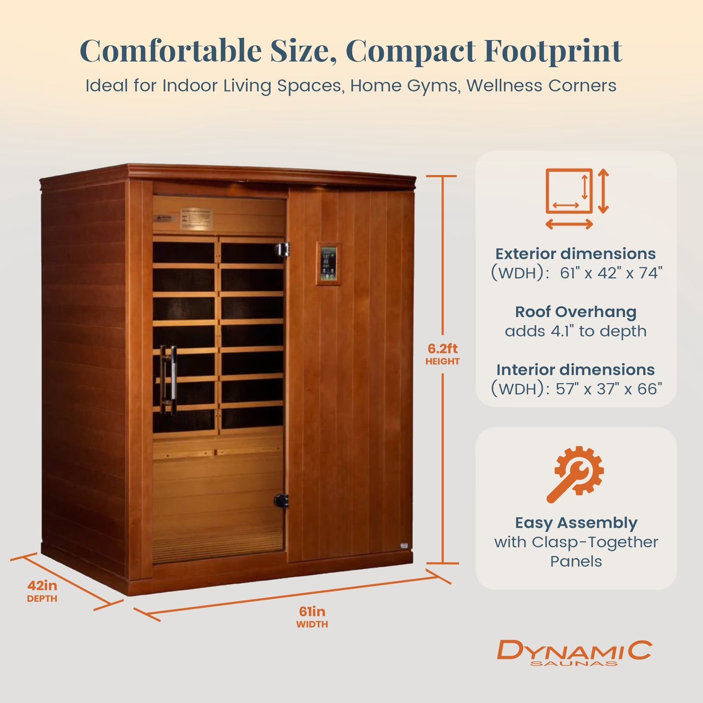 Madrid Elite 3 Person Low EMF Infrared Lighting Home Sauna