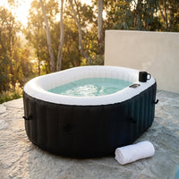 Inflatable Hot Tub Spa | Personal High Powered Jetted Bubble | 145 Gallon | Black and White — Studio Shot