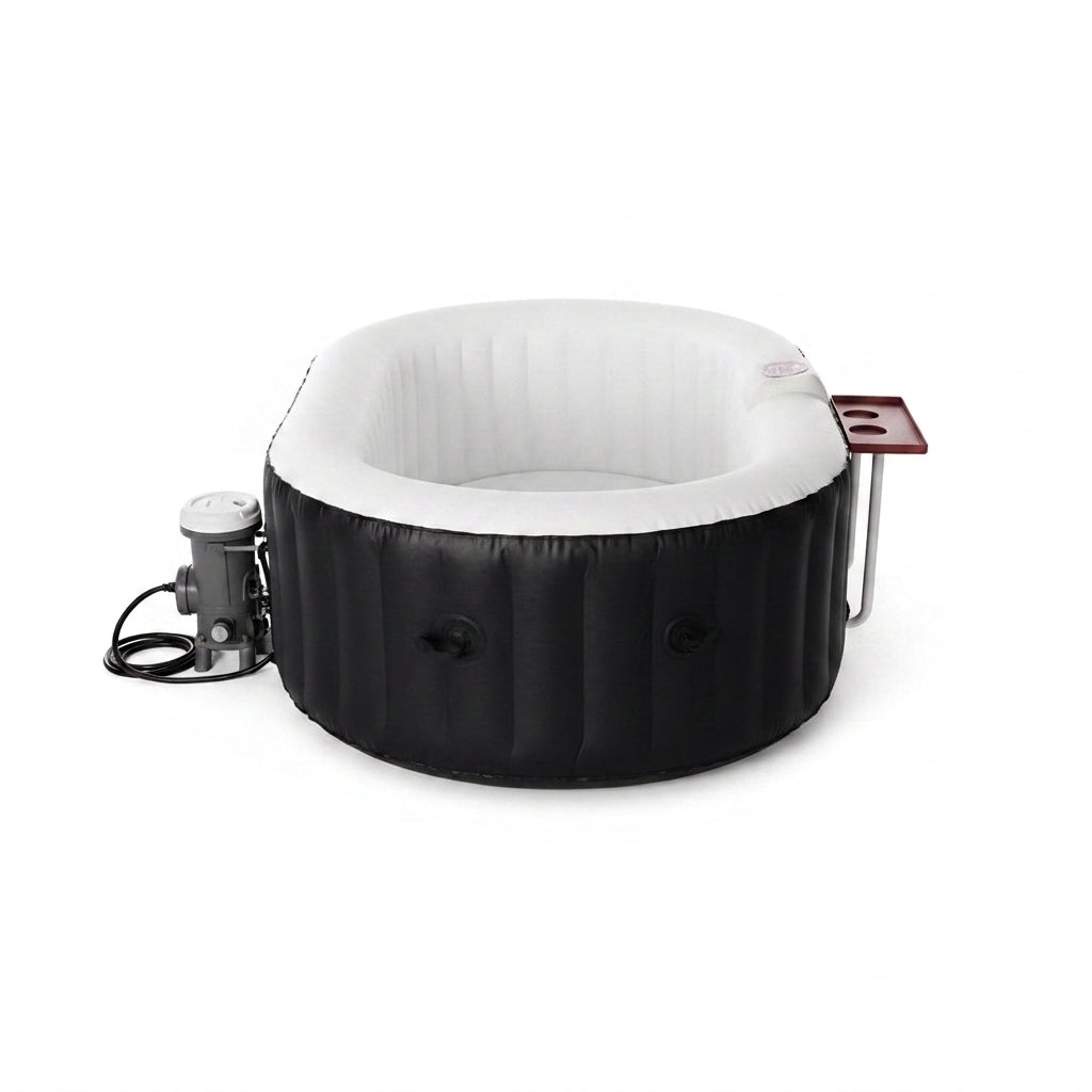 Inflatable Hot Tub Spa | Personal High Powered Jetted Bubble | 145 Gallon | Black and White — Studio Shot