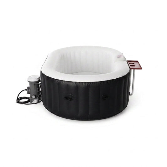 Inflatable Hot Tub Spa | Personal High Powered Jetted Bubble | 145 Gallon | Black and White — Studio Shot