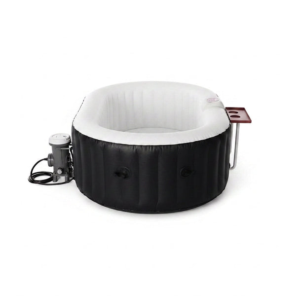 Inflatable Hot Tub Spa | Personal High Powered Jetted Bubble | 145 Gallon | Black and White — Studio Shot