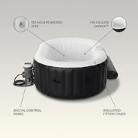 Inflatable Hot Tub Spa | Personal High Powered Jetted Bubble | 145 Gallon | Black and White — infographic