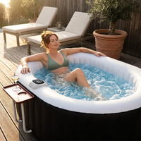 Inflatable Hot Tub Spa | Personal High Powered Jetted Bubble | 145 Gallon | Black and White — Lifestyle