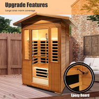 2 Person Outdoor Sauna Infrared Saunas Dry Sauna Room 120V Red Cedar and Okoume Wood Wooden Sauna Spa 1800W APP Control 7 Color Light 48.8 * 37 * 87.4Inch