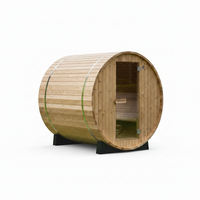 Outdoor Barrel Sauna Built for Wellness, Finland Thermo Pine, Harvia Electric Heater, 4x6 Dimensions