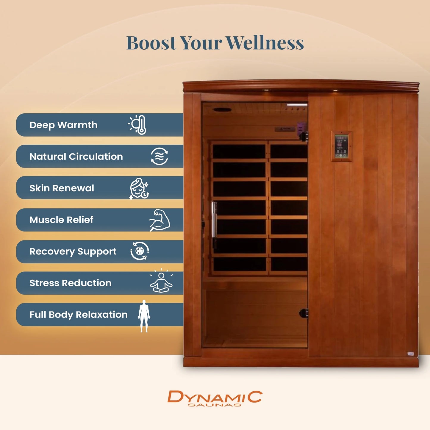 Madrid Elite 3 Person Low EMF Infrared Lighting Home Sauna