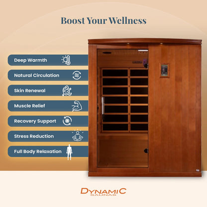 Madrid Elite 3 Person Low EMF Infrared Lighting Home Sauna