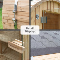Woodbridge 2-Person Luxury Finland Thermo Pine Outdoor Barrel Sauna with Half View Window,Harvia Electric Heater with Sauna Stone, Sauna Accessories Kit and Asphalt Shingle Roof, 4'X6', OBS1812