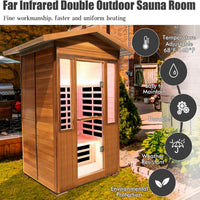 2 Person Outdoor Sauna Infrared Saunas Dry Sauna Room 120V Red Cedar and Okoume Wood Wooden Sauna Spa 1800W APP Control 7 Color Light 48.8 * 37 * 87.4Inch