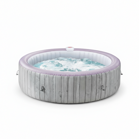 Hot Tub with Cup Holder, Outdoor Inflatable Home Spa, All-In-One Hot Tub W/Hidden Pump, 4 Filters, 82'' round Portable Pool for 6 Person W/130Pcs Jets