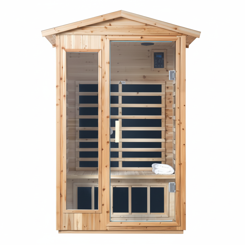 Moray 1-2 Person Old-Fir Outdoor Infrared Sauna with 8-Carbon Far Infrared Heaters and Waterproof
