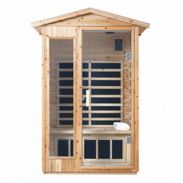 Moray 1-2 Person Old-Fir Outdoor Infrared Sauna with 8-Carbon Far Infrared Heaters and Waterproof