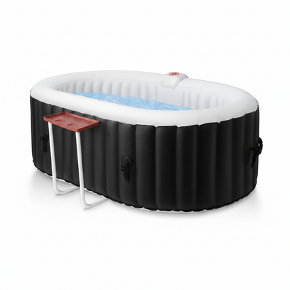 Hot Tub Inflatable Portable Oval Spa 2 Person Hot Tub with 90 Bubble Jets, Cover, Filter Cartridges, Pump, Black