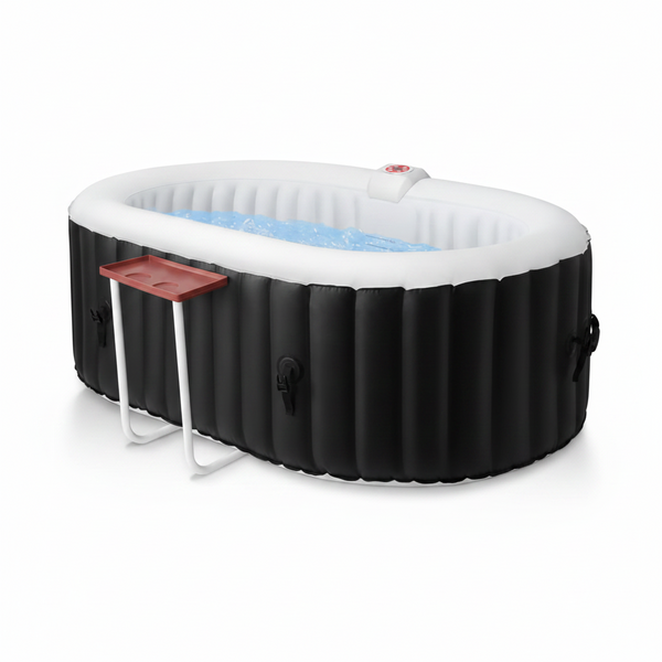 Hot Tub Inflatable Portable Oval Spa 2 Person Hot Tub with 90 Bubble Jets, Cover, Filter Cartridges, Pump, Black