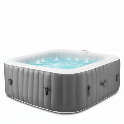 73''Inflatable Hot Tub, Outdoor Hot Tub for 6 Person Indoor Home Spa with Hidden Machine, 130 Massage Jets, Lockable Cover, Storage Bag, 4 Filters, 2 Cup Holders, Max 104℉, 910L Capacity