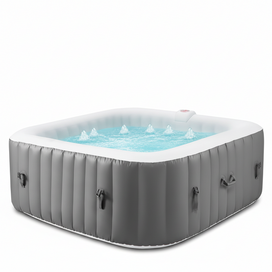 73''Inflatable Hot Tub, Outdoor Hot Tub for 6 Person Indoor Home Spa with Hidden Machine, 130 Massage Jets, Lockable Cover, Storage Bag, 4 Filters, 2 Cup Holders, Max 104℉, 910L Capacity